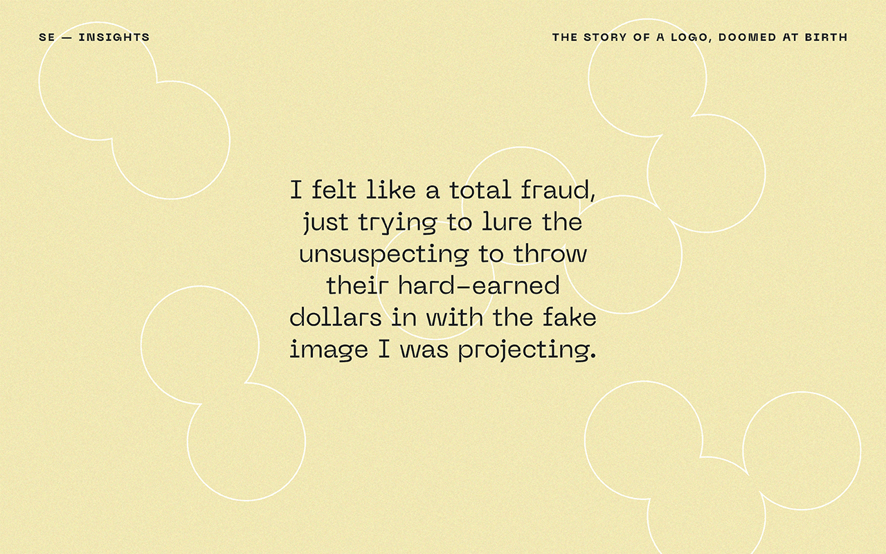 Pull quote image describing the emptiness of a logo