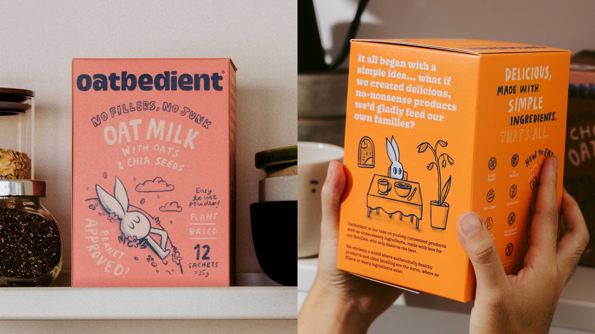 Oatbedient Singapore Branding Packaging FMCG Illustration Oatdit Simple Ingredients