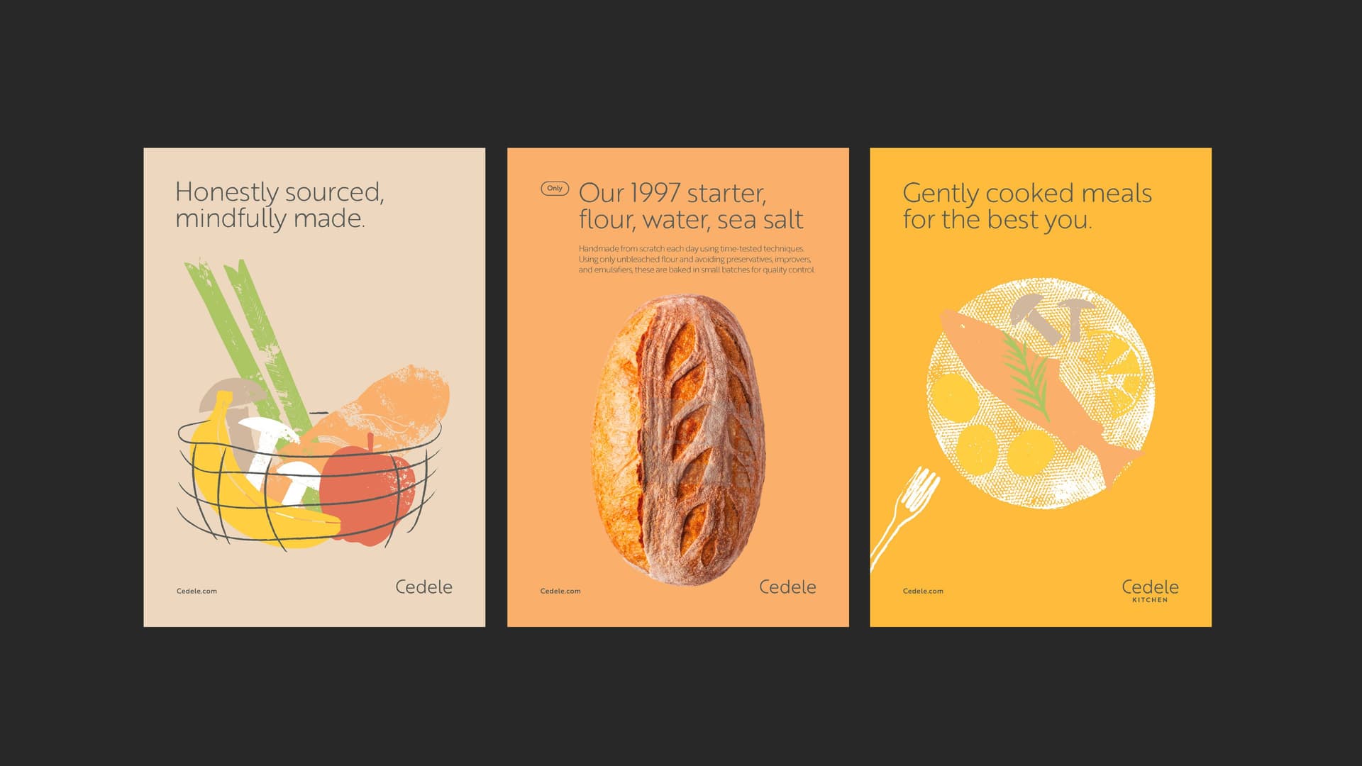 Cedele Singapore Rebrand Posters Illustration Bakery, Honestly Sourced Mindfully Made