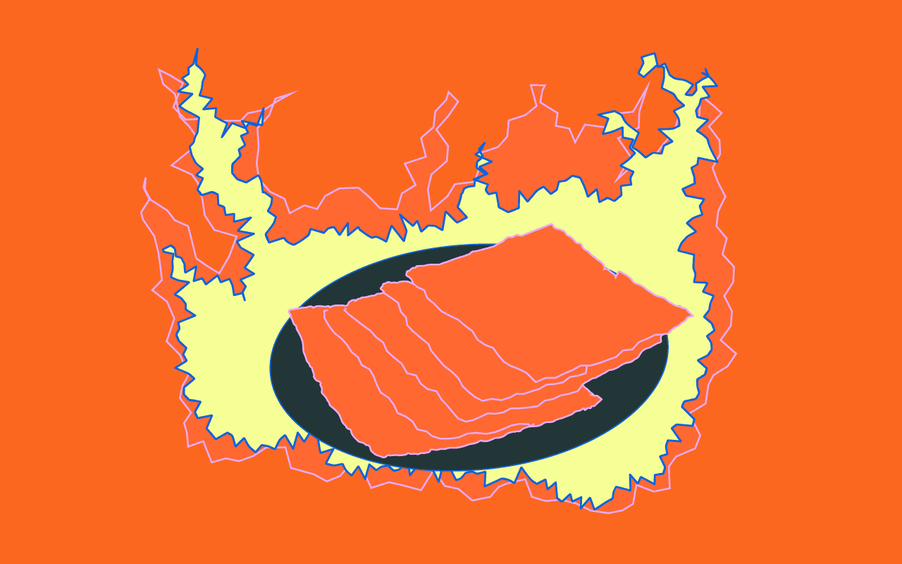 Illustration of a Bak Kwa stale and forlorn