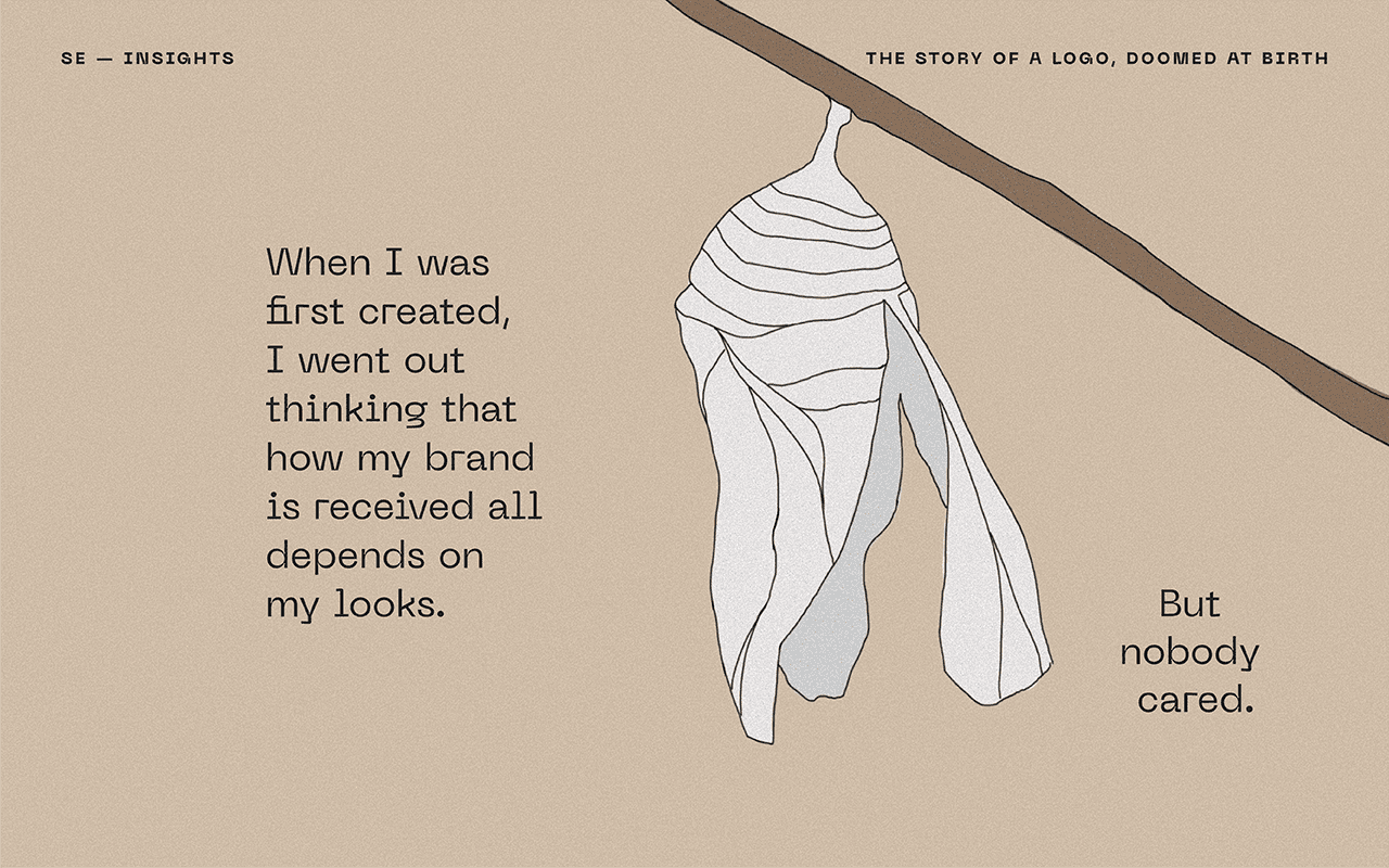 Image of empty cocoon, the shell of a hollow logo