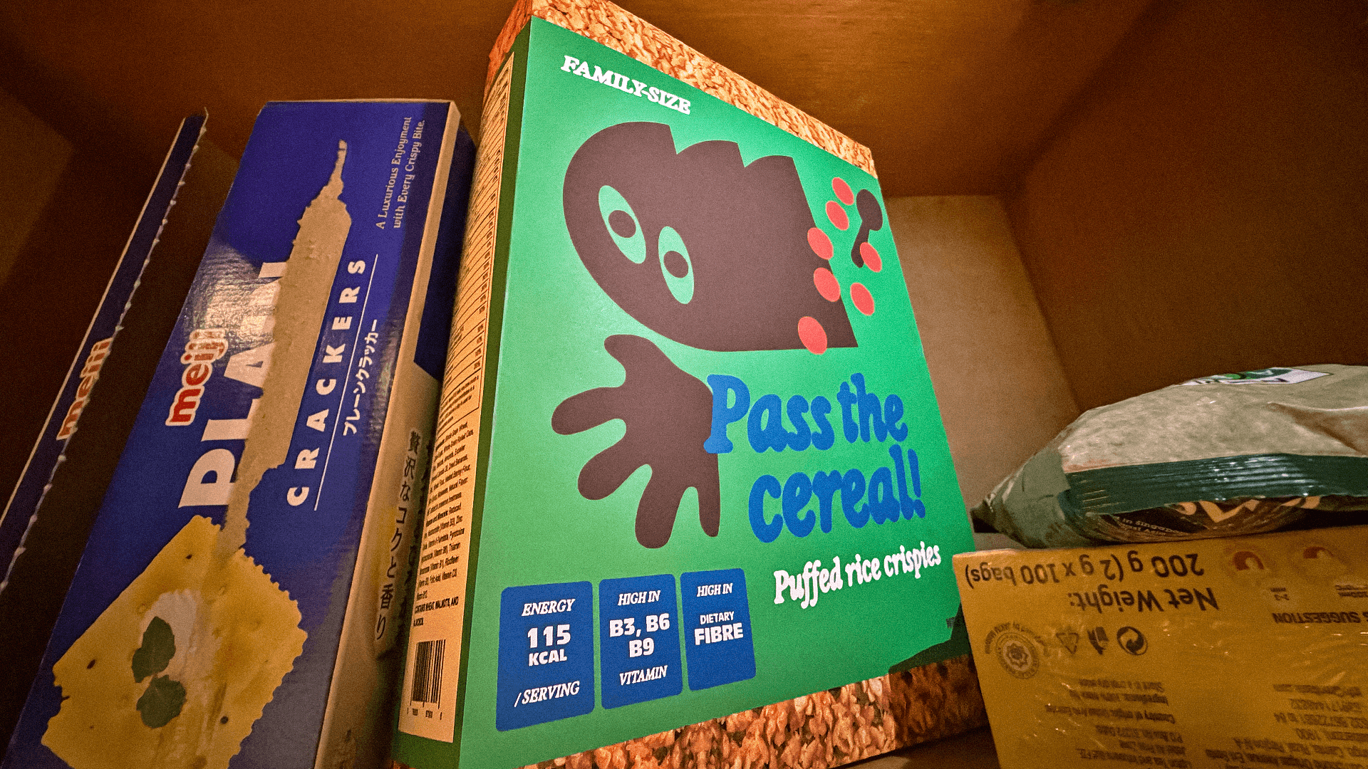 Speculative Cereal packaging designs for affordable supermarket goods by Somewhere Else.