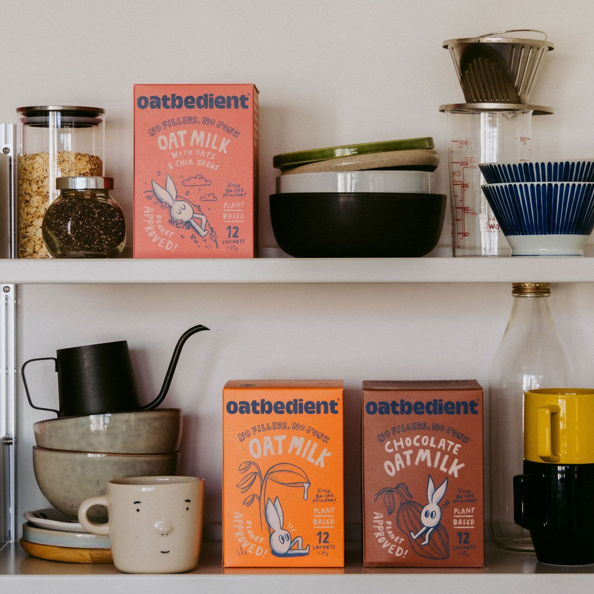 Oatbedient—brand identity and pack system designed for clarity and warmth.