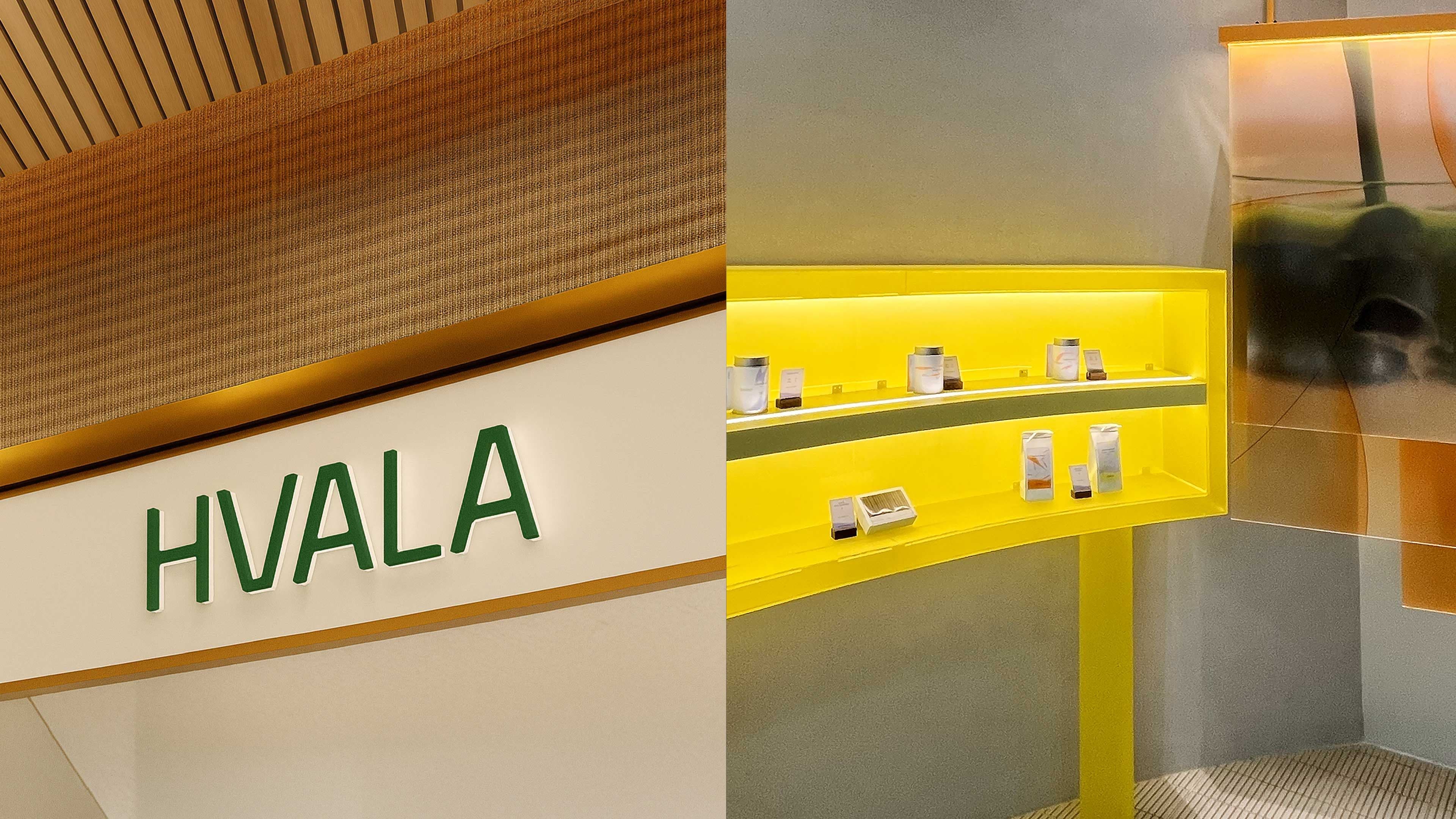 In-store Hvala café space showing subtle motion in decor and layout