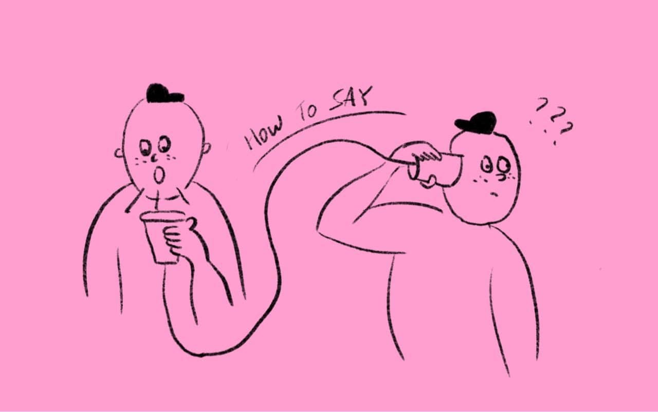 two people trying to pass the message