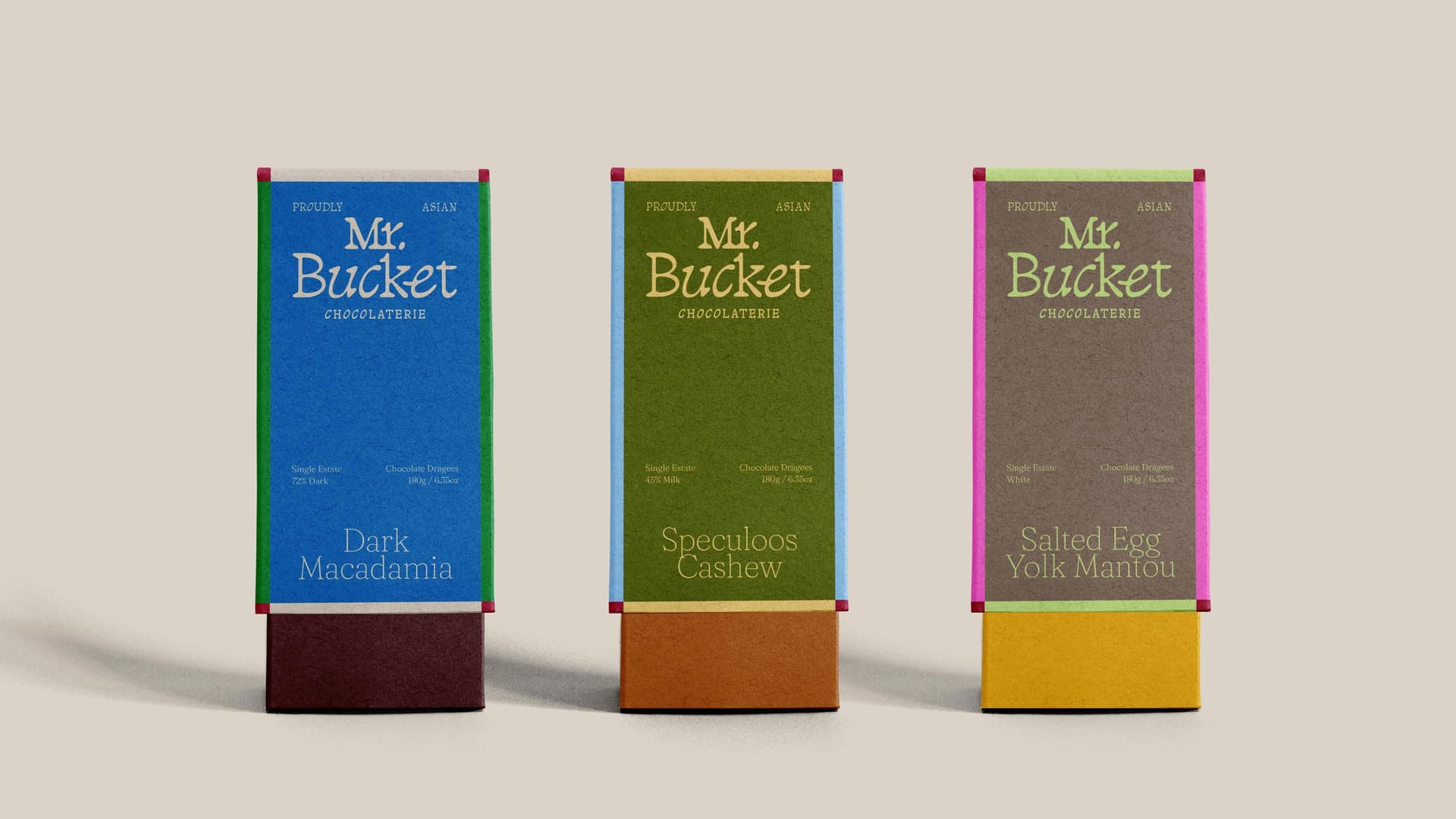 Mr. Bucket Chocolaterie Refreshed dragée boxes front
